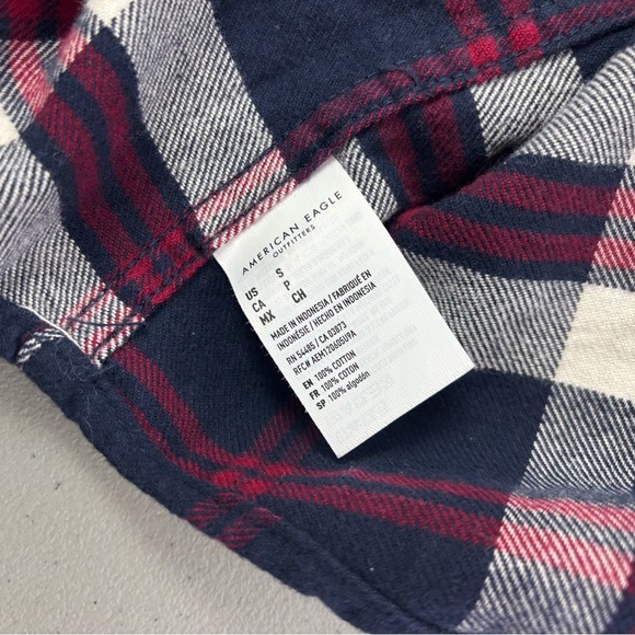 American Eagle NWT Flannel Plaid Men's Button Up Shirt Long Sleeve Small Navy - Picture 6 of 8